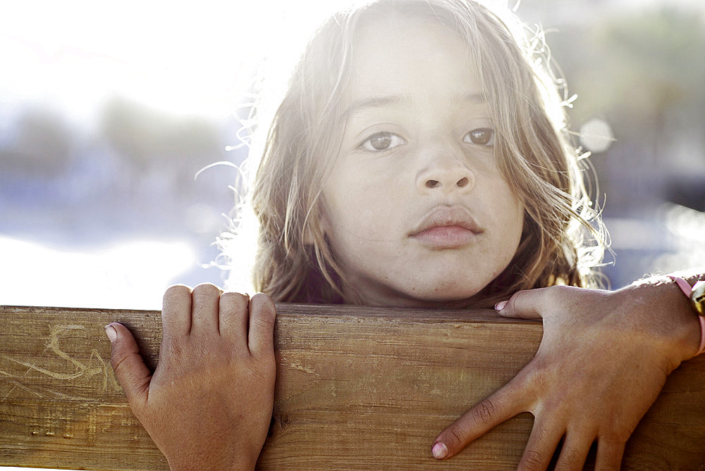 Cute brazilian seven year old girl on the beach