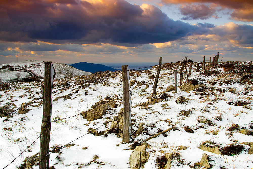 Snow-capped mountains.
Alisas port. Cantabria, Spain.