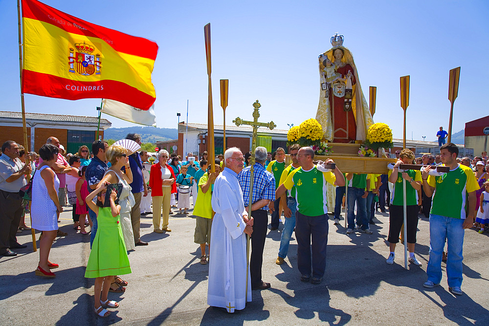 procession in Virgen del Carmen day or Carmen virgin (16-July).
Colindres, Cantabria, Spain.