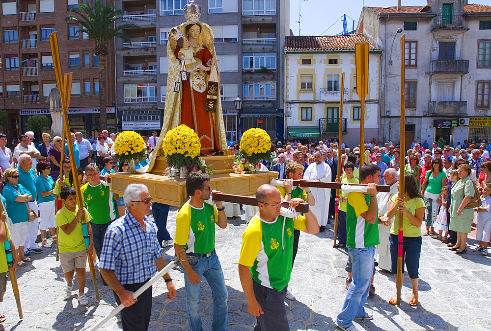 procession in Virgen del Carmen day or Carmen virgin (16-July).
Colindres, Cantabria, Spain.