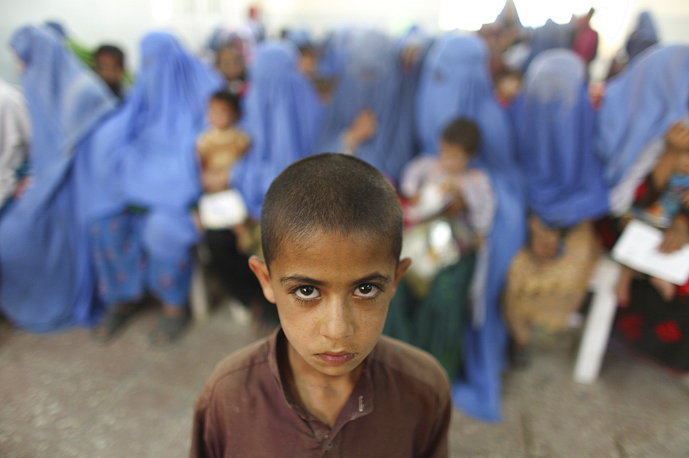 Afghan women in a hospital waiting room