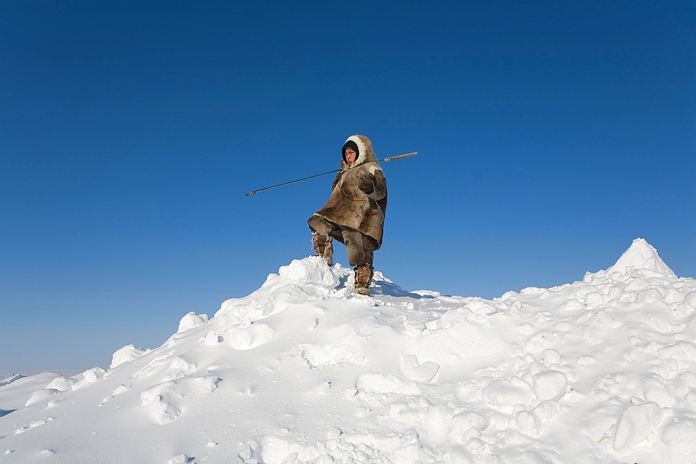 Man portrait in Gojahaven, an Inuit settlement in the far north of Canada