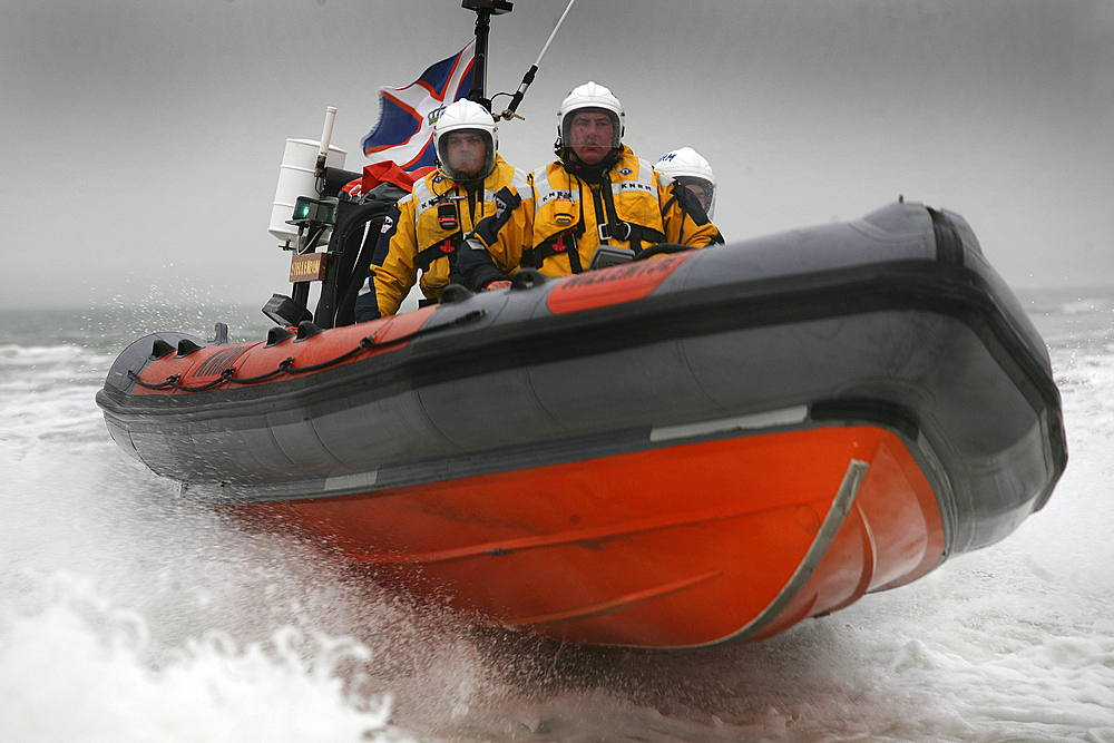 rescue operation by a lifeboat at the northsea