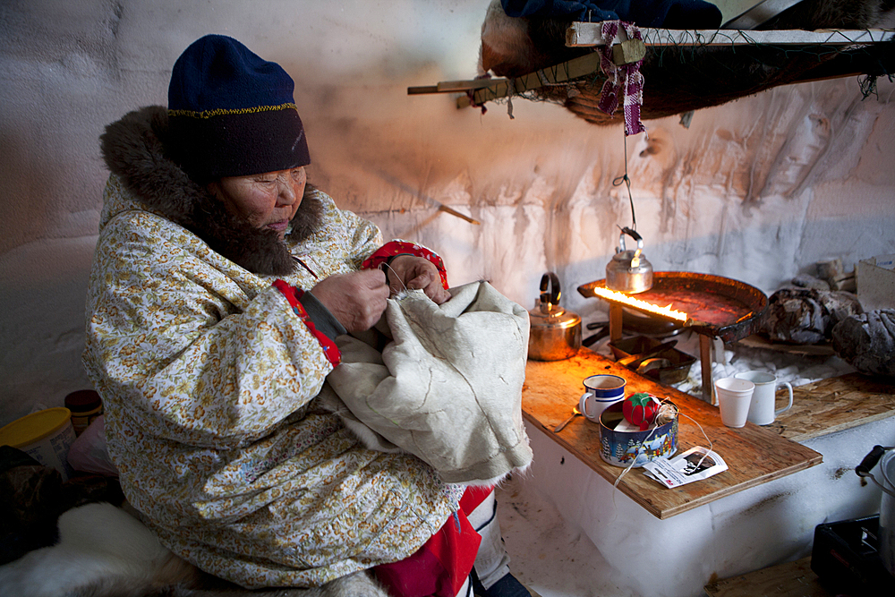 Inside an igloo in Gojahaven, an Inuit settlement in the far north of Canada.