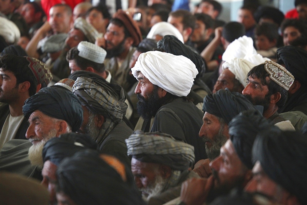 Pashtun visit the mosque on friday to pray in uruzgan, Afghanistan