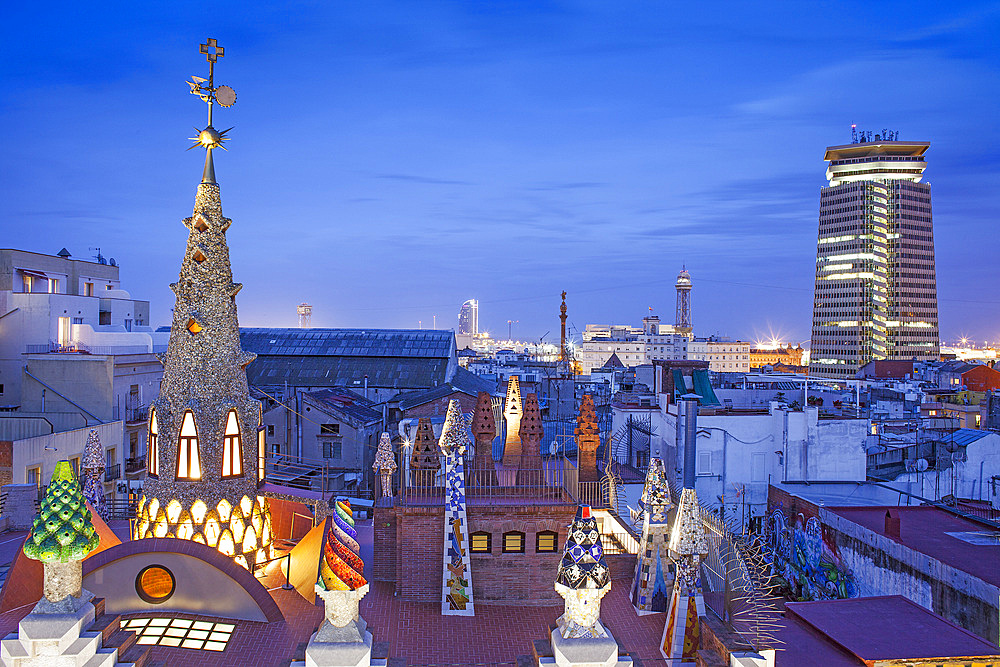 Rooftop of Palau Guell, Barcelona, Catalonia, Spain