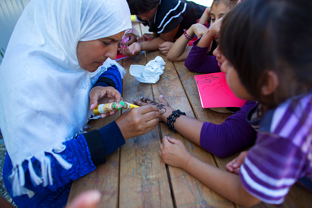 Children activities to celebrate in Kara Tebe refugee camp where 1000 Syrian refugees are housed.