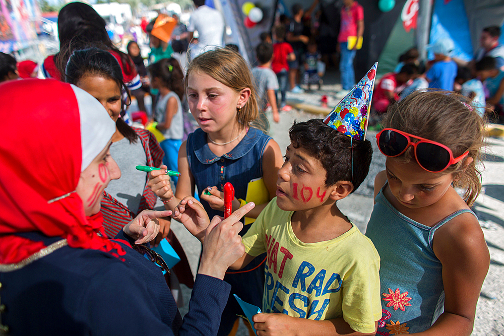 Children activities to celebrate in Kara Tebe refugee camp where 1000 Syrian refugees are housed.