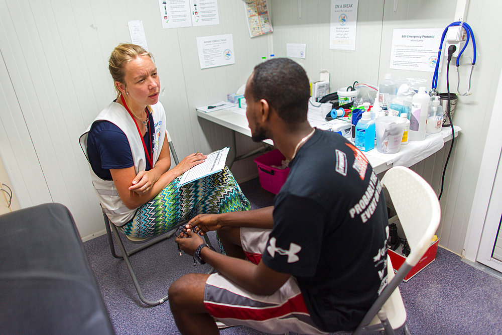 Mobile clinic for Syrian refugees, run by Boat Refugee Foundation in Lesbos, Greece