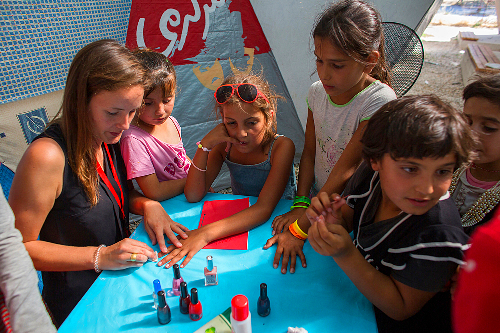 Children activities to celebrate in Kara Tebe refugee camp where 1000 Syrian refugees are housed.