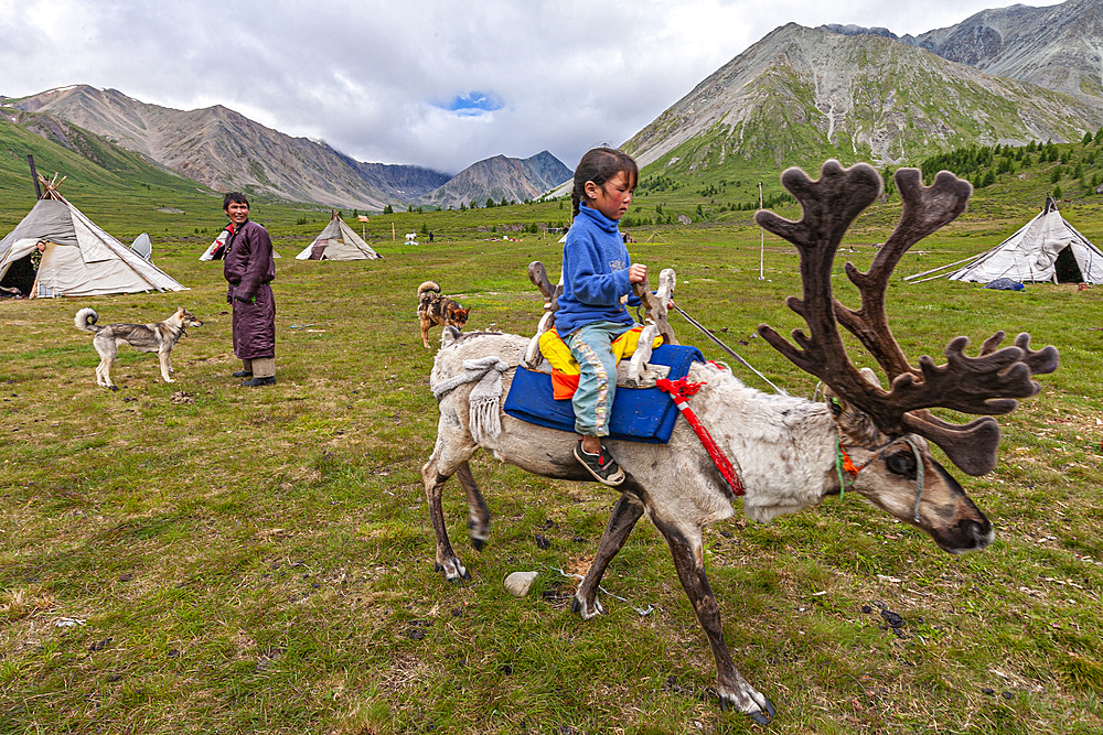 Turkic community of Semi Nomadic reindeer herders living in the northernmost province of Mongolia