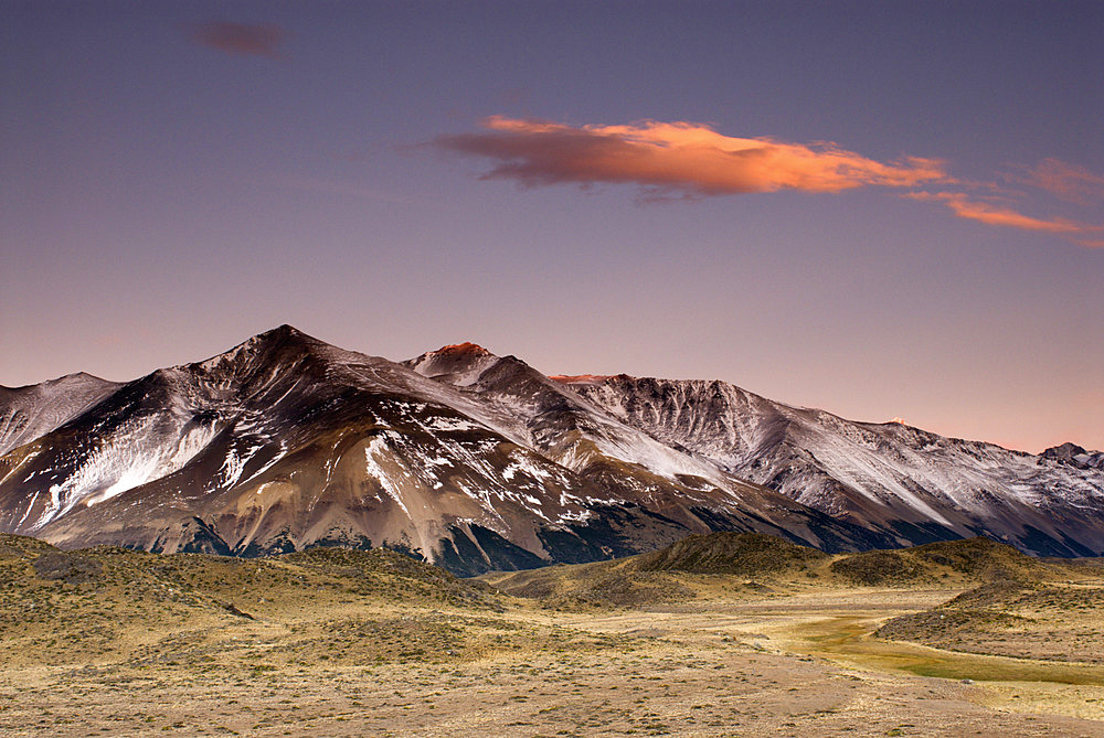 Sunrise hits Andes Mountains from "El RincÃ³n", Perito Moreno National Park, Southern Andean Patagonia, Santa Cruz, Argentina