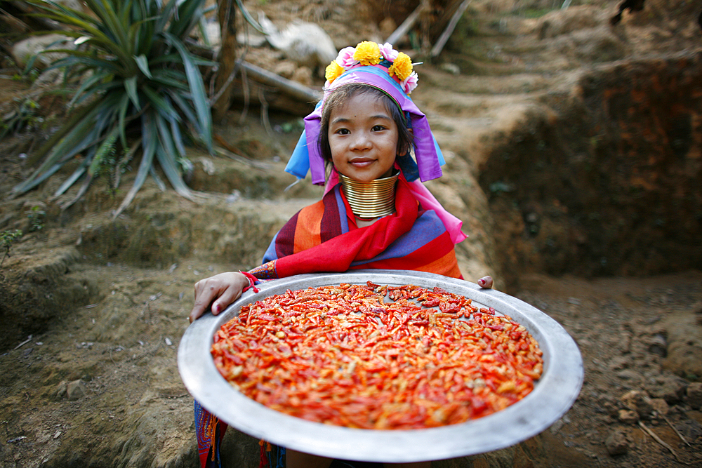 Life of a young girl of the Longneck tribe in Myanmar