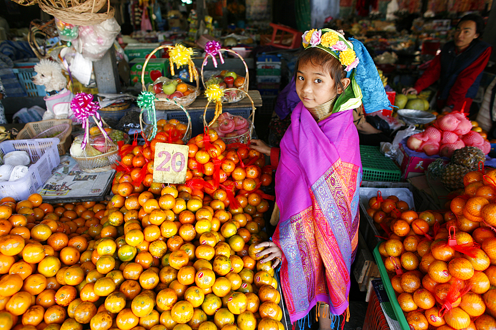 Life of a young girl of the Longneck tribe in Myanmar