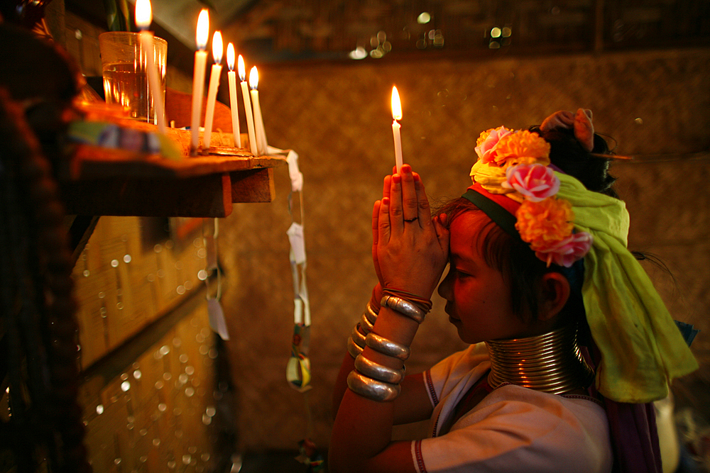 Life of a young girl of the Longneck tribe in Myanmar