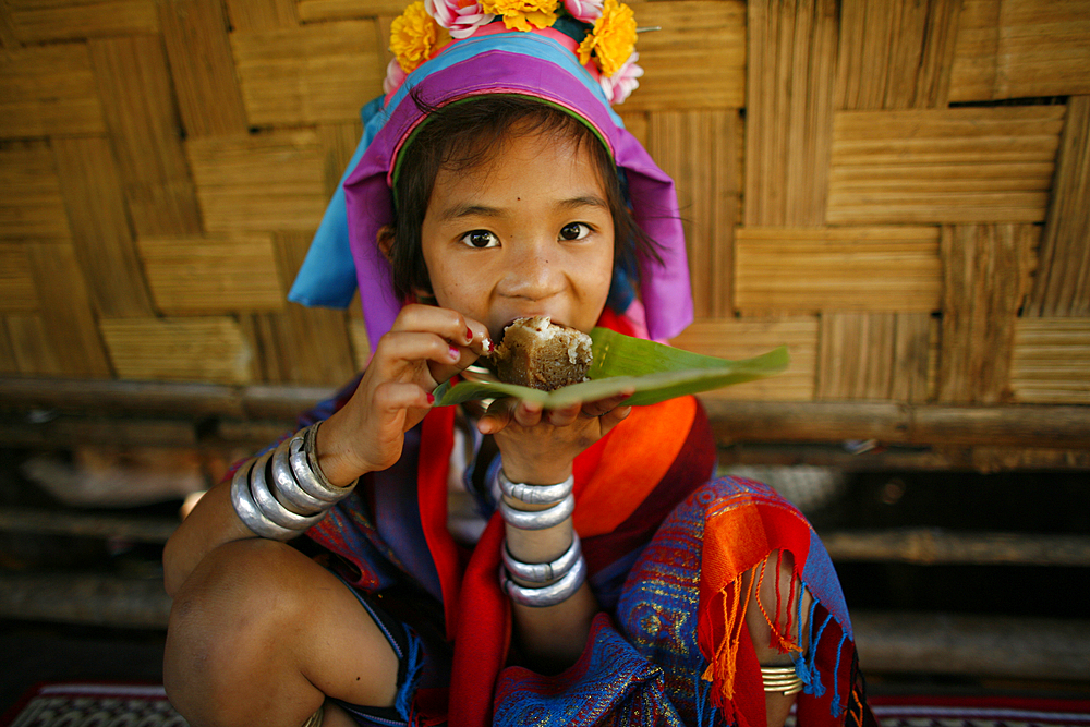 Life of a young girl of the Longneck tribe in Myanmar