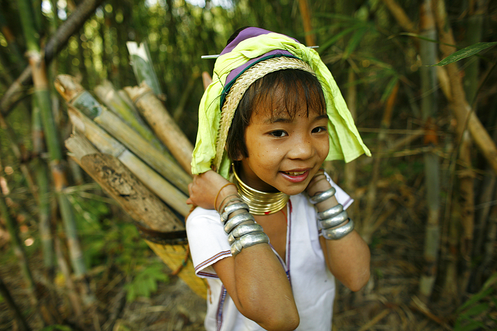 Life of a young girl of the Longneck tribe in Myanmar