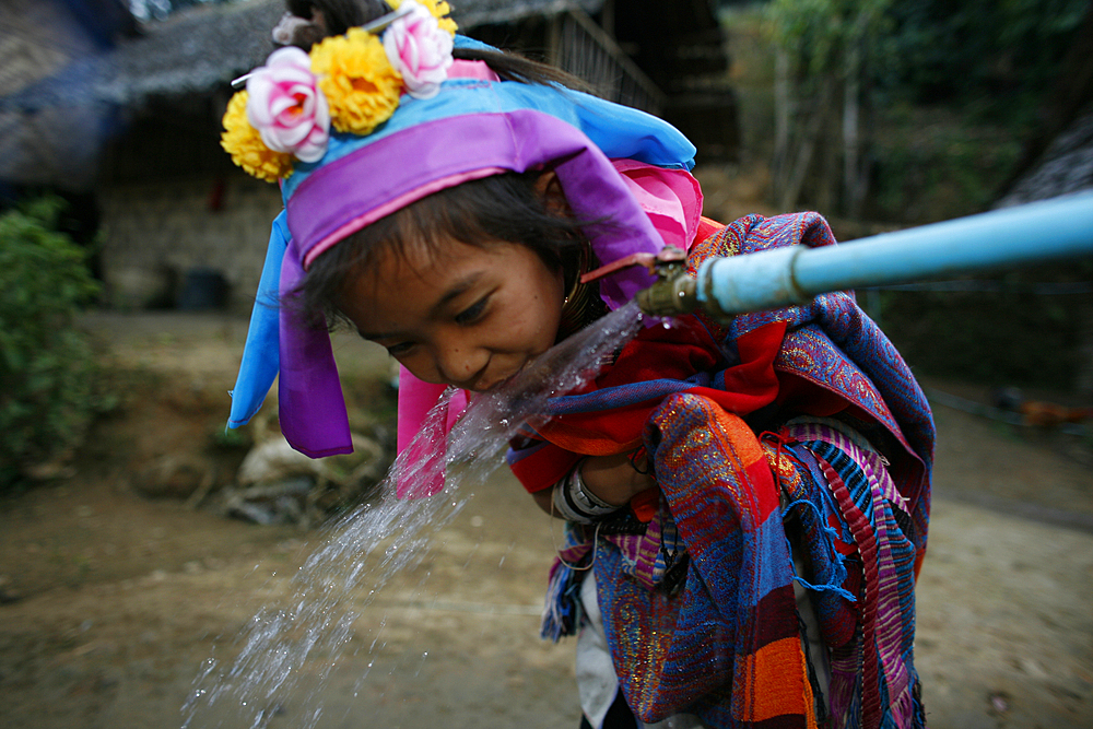 Life of a young girl of the Longneck tribe in Myanmar