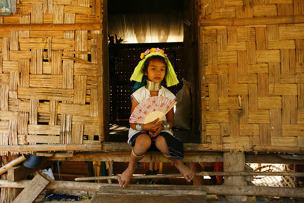 Life of a young girl of the Longneck tribe in Myanmar