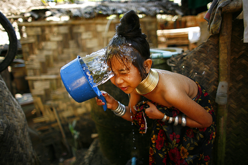 Life of a young girl of the Longneck tribe in Myanmar