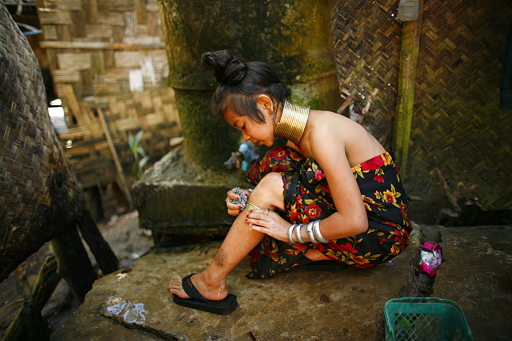 Life of a young girl of the Longneck tribe in Myanmar