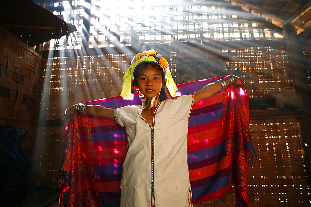 Life of a young girl of the Longneck tribe in Myanmar