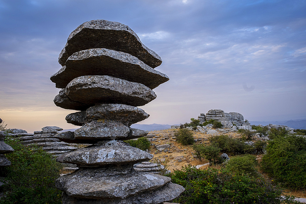 El Tornillo rock formation. El Torcal de Antequera, Sierra del Torcal, Antequera, M�laga, Andalusia, Spain. Karstic rock formations