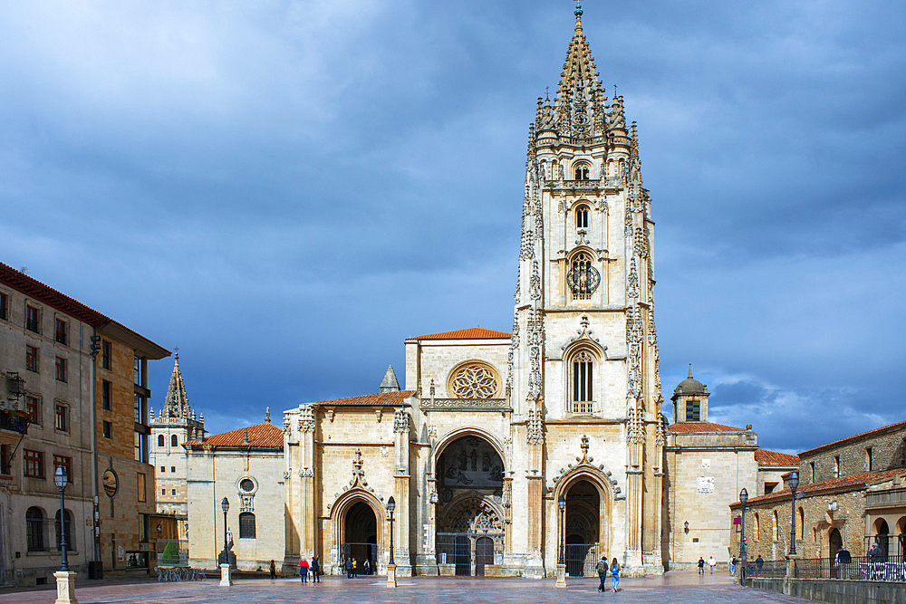 Oviedo San Salvador Cathedral in Plaza Alfonso II el Casto Oviedo Asturias, Spain.