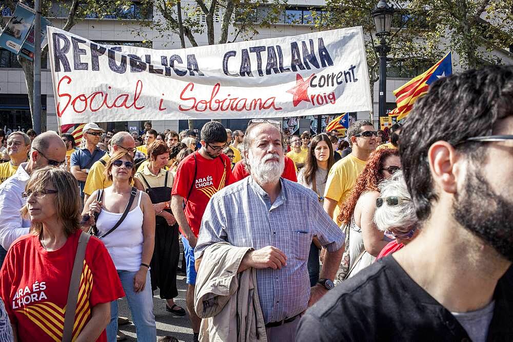 Political demonstration for the independence of Catalonia. Catalunya square.October 19, 2014. Barcelona. Catalonia. Spain.