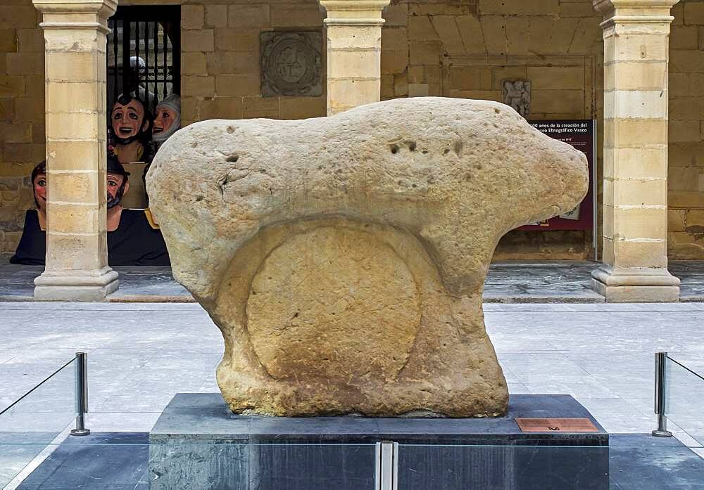 Mikeldi' in courtyard of Euskal Museoa-Basque museum. Archaeological museum of Bizkaia and Ethnographic basque. Bilbao. Spain.