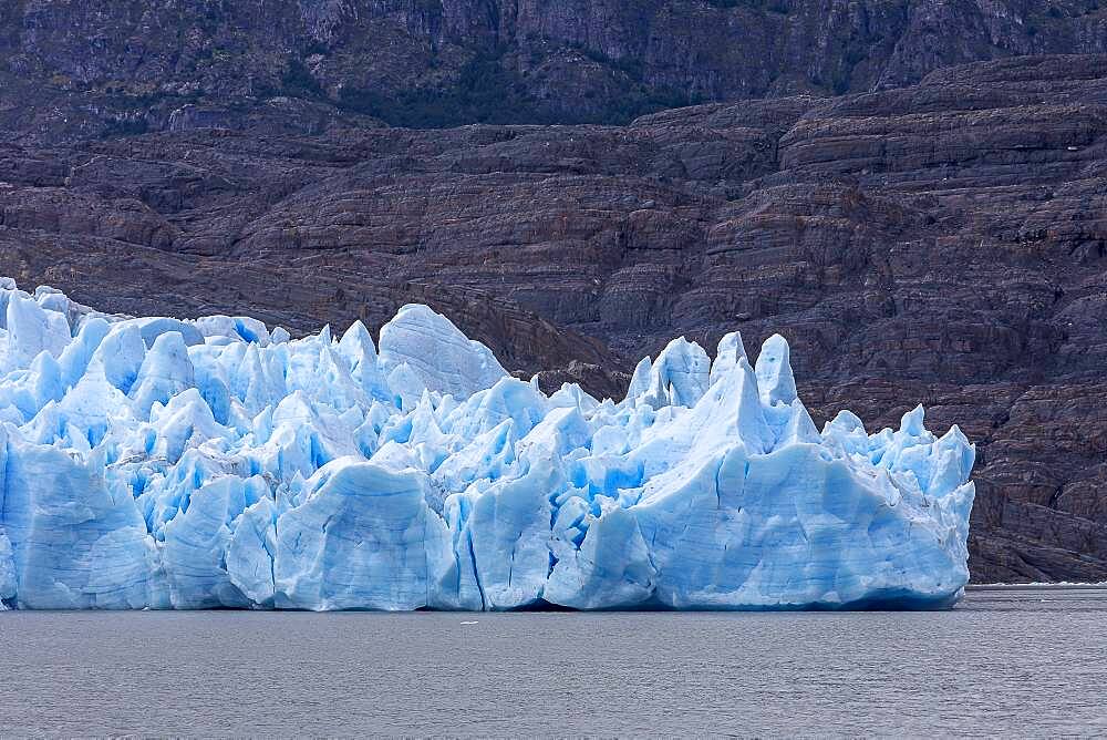 Detail, Grey Glacier, in Grey Lake, Torres del Paine national park, Patagonia, Chile