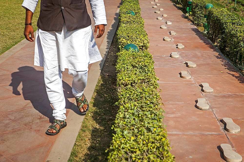 Gandhi Smriti Museum, the home of Mahatma Gandhi for last 144 days of his life, before he was shot on January 30th 1948. The Footsteps Represent His Last Walk Before his Death, Delhi, India.