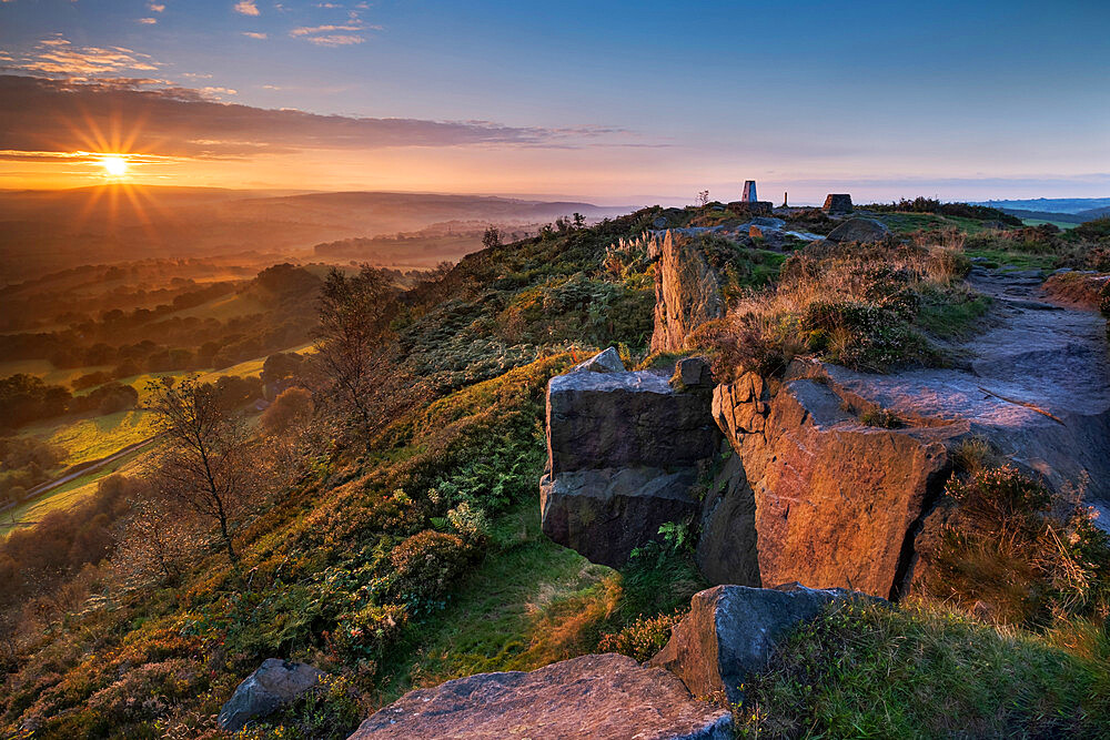 Sunrise at Bosley Cloud, near Congleton, Cheshire, England, United Kingdom, Europe