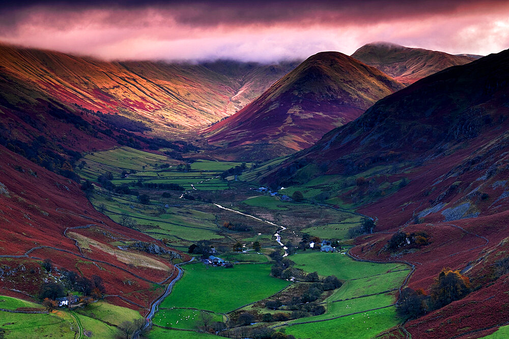 Martindale Common and The Nab from Hallin Fell in autumn, Lake District National Park, UNESCO World Heritage Site, Cumbria, England, United Kingdom, Europe