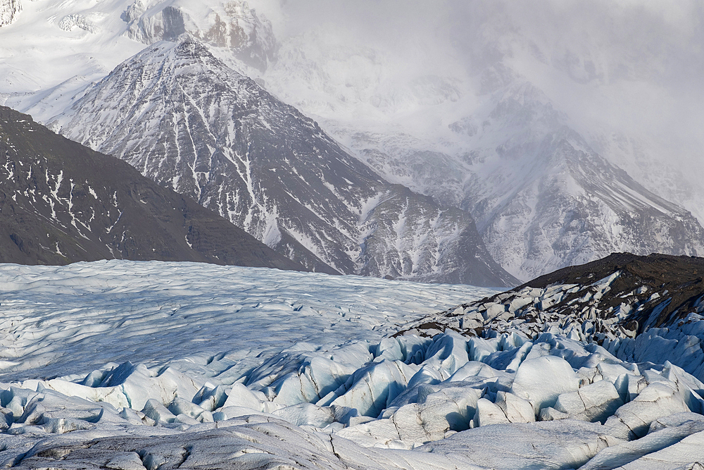 The Svonafellsjokull Glacier, a tongue of the Vatnajokull Glacier, Southern Iceland, Europe