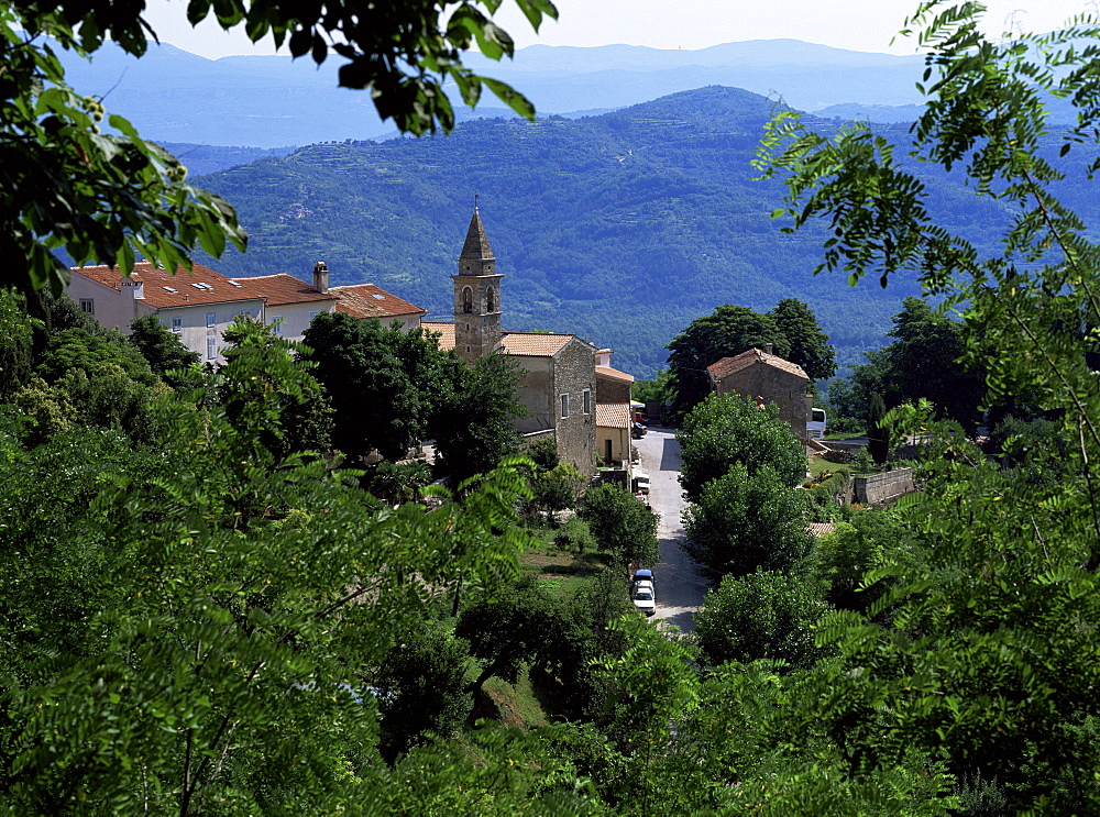 View of Motovun from castle, Istria district, Croatia, Europe