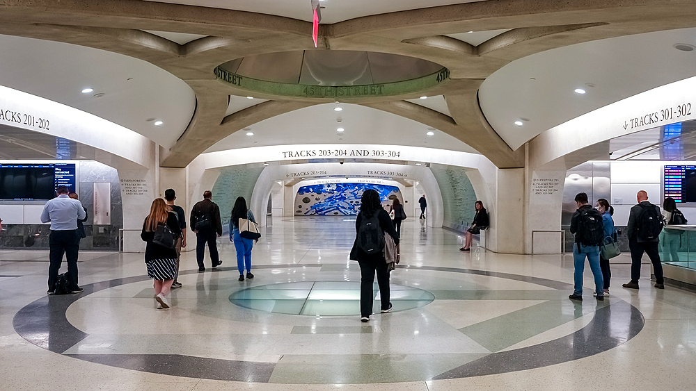 Interior of Grand Central Madison, a commuter rail terminal, beneath the Grand Central Terminal, for the Long Island Rail Road (LIRR) in New York City, United States of America, North America