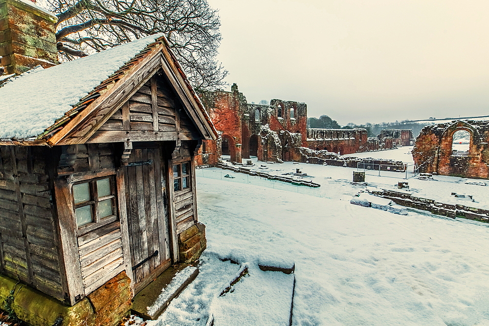 Sleet and snow showers from Furness Abbey, Barrow In Furness, Furness Peninsula, Cumbria, England, United Kingdom, Europe