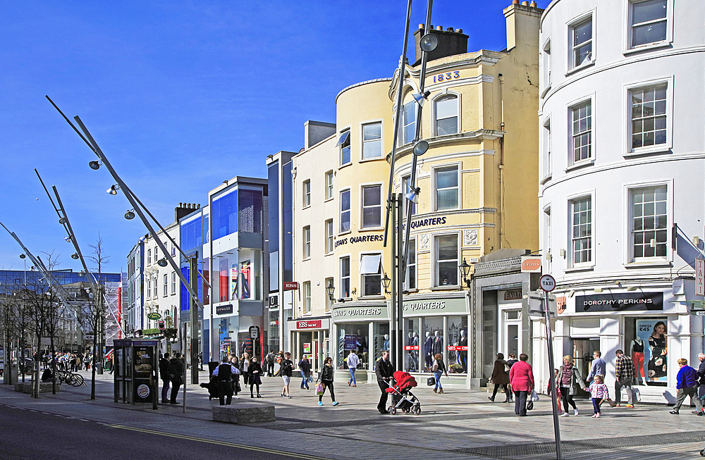 Shops on St. Patrick's Street, City of Cork, County Cork, Munster, Republic of Ireland, Europe