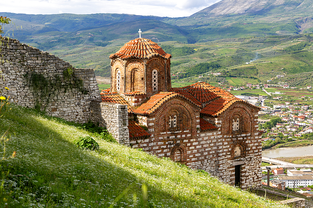 Byzantine architecture of Holy Trinity church, Citadel of Berat Castle, UNESCO World Heritage Site, Berat, Albania, Europe