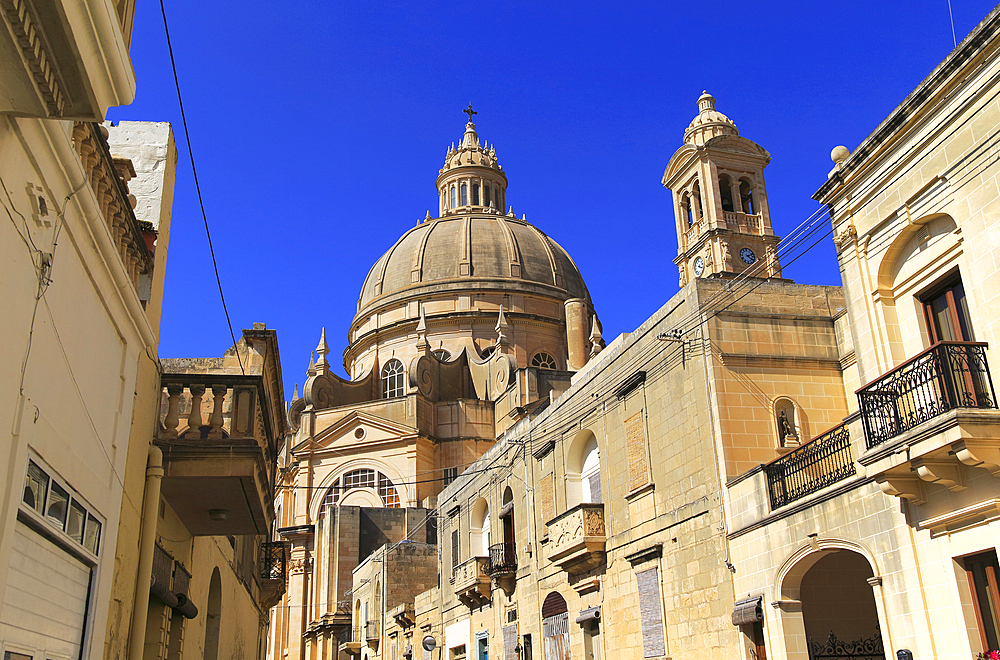 Rotunda domed roof of church of St. John the Baptist, Xewkija, island of Gozo, Malta, Mediterranean, Europe