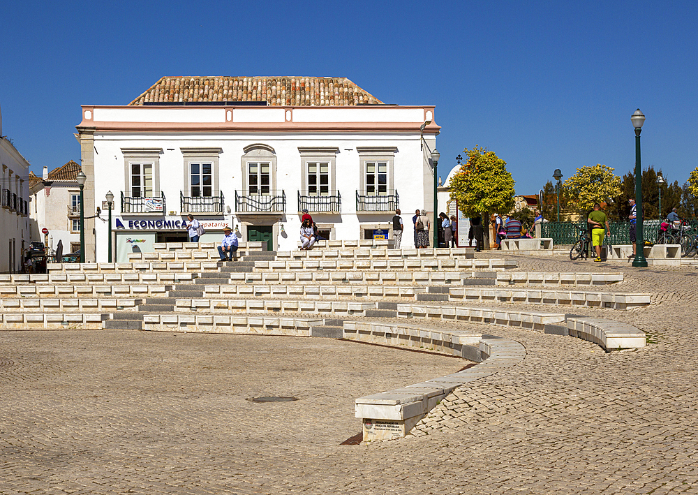 Modern open amphitheatre in Praca da Republica, Tavira, Portugal, Europe