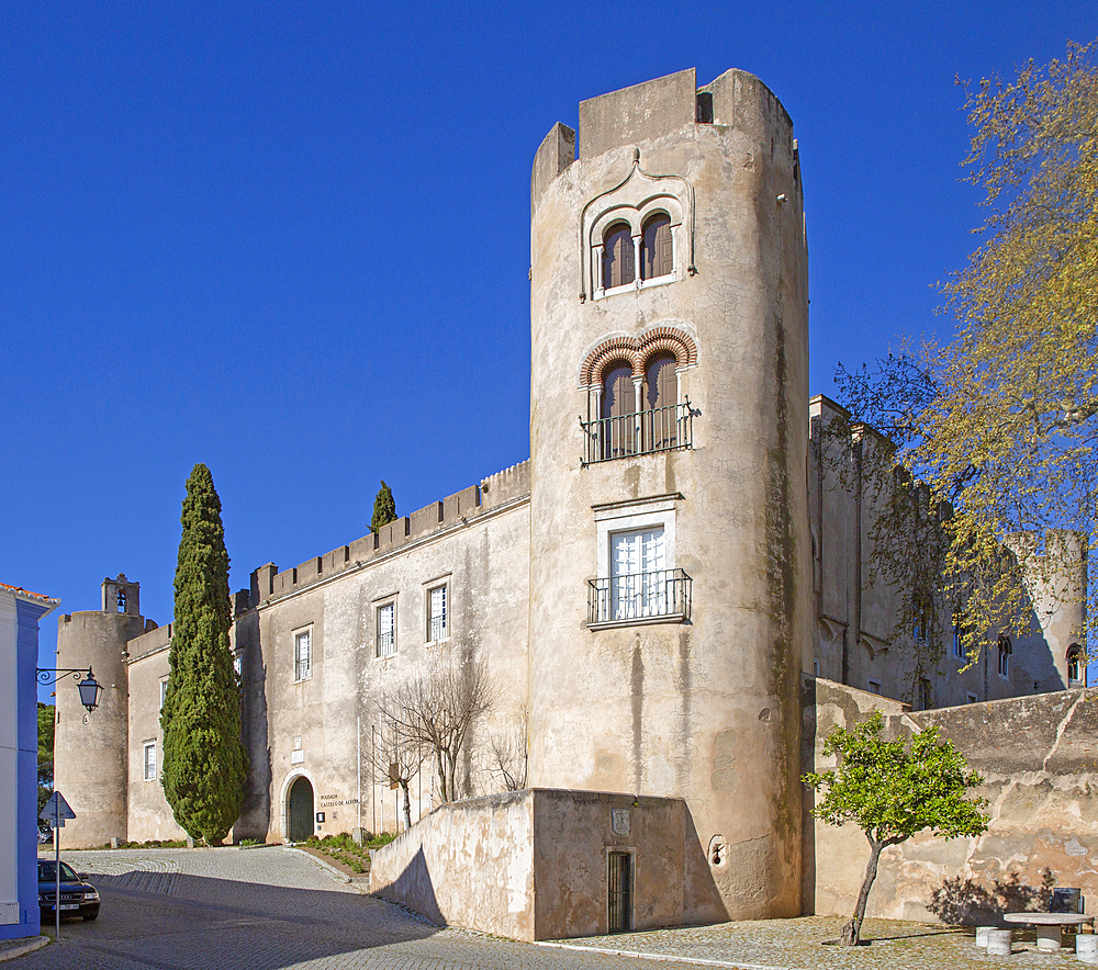 Hotel tourist accommodation in former castle, Pousada Castelo de Altivo, Alvito, Baixo Alentejo, Portugal, Europe