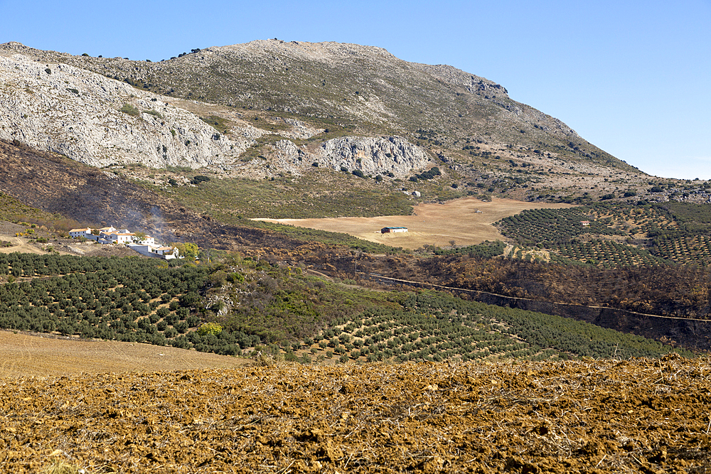 Small hamlet of Carrion, at base of limestone mountains, near Periana, Axarquía, Andalusia, Spain, Europe