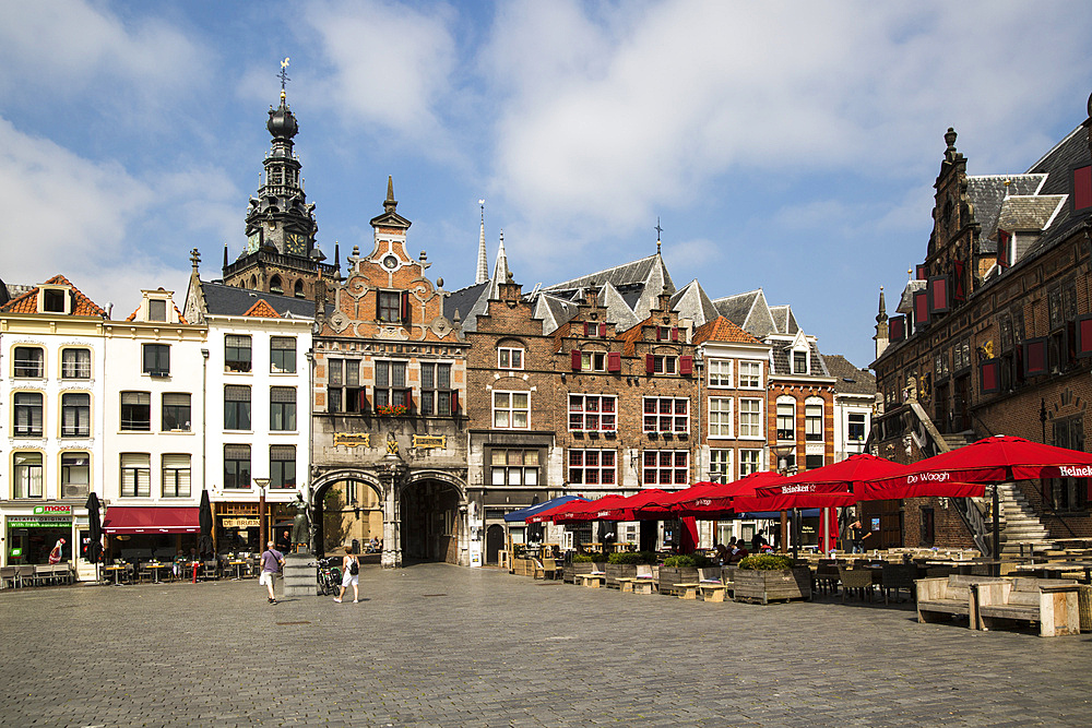 Historic buildings Saint Stephen's church tower, Grote Markt, Nijmegen, Gelderland, Netherlands