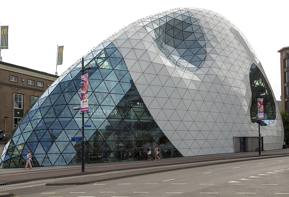 Modern glass dome shop building, Eindhoven city centre, North Brabant province, Netherlands