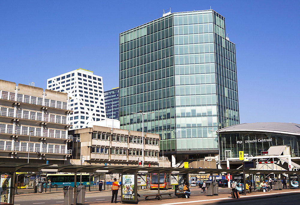 Modern architecture at Utrecht Centraal railway and bus station, Utrecht, Netherlands