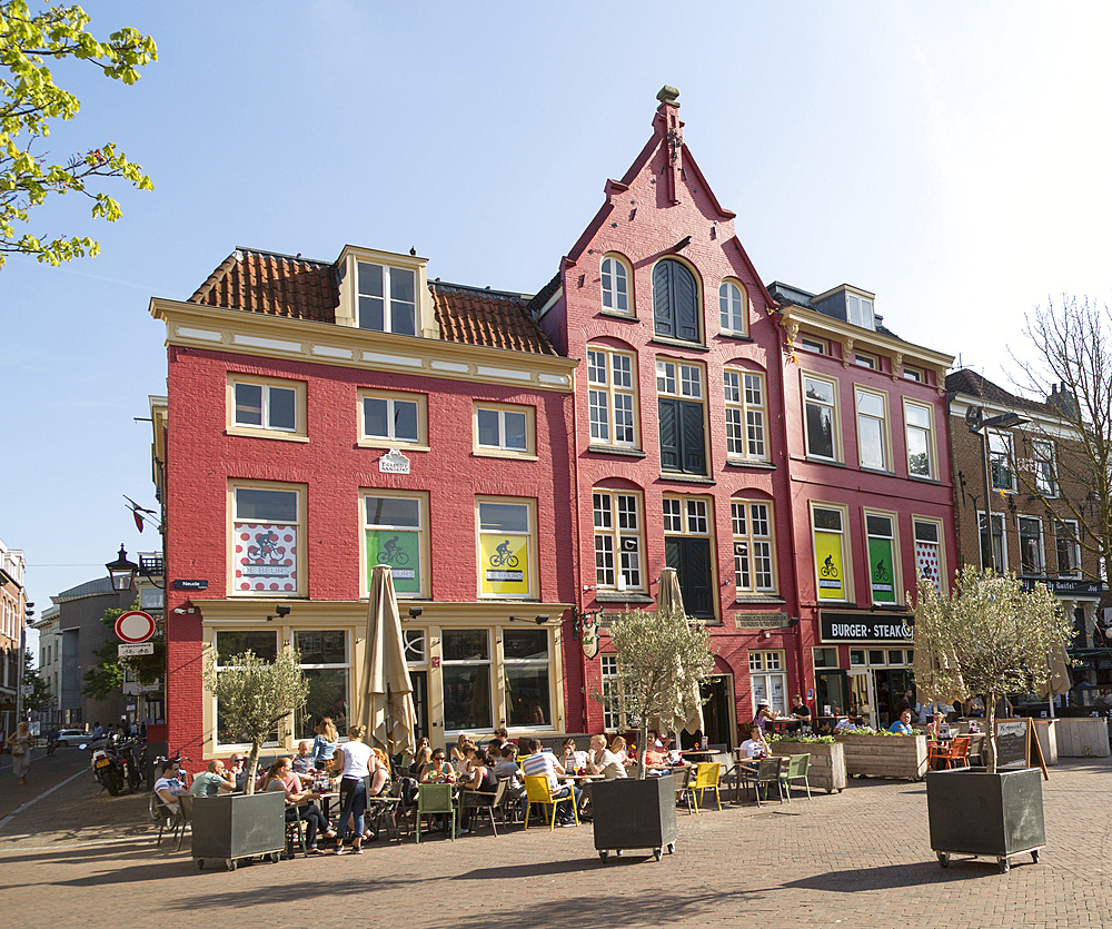 Cafe in historic buildings in central Utrecht, Netherlands