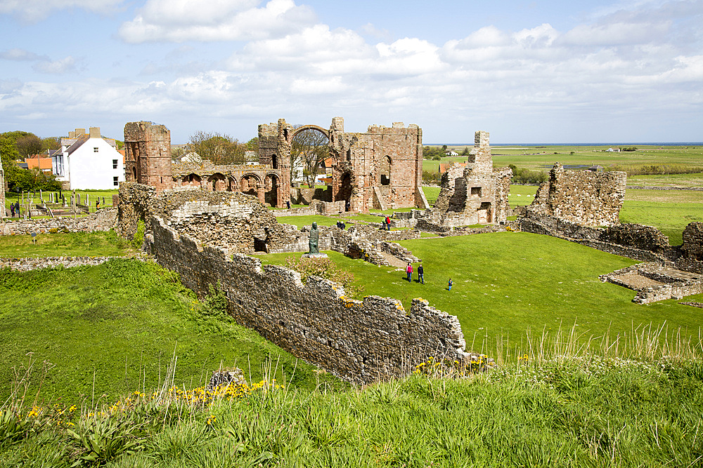 Ruins of Lindisfarne Priory, Holy Island, Northumberland, England, UK