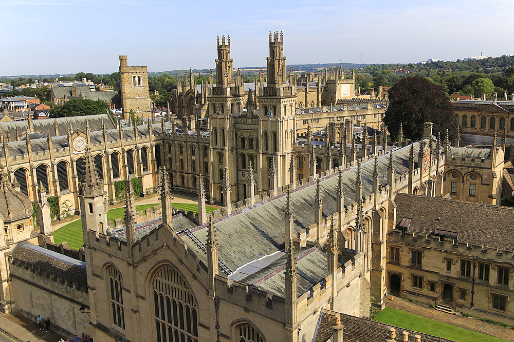 All Souls College buildings from above, University of Oxford, England, UK